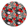 White Tropical Hibiscus Pattern Print Round Blanket