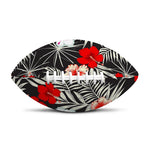 White Tropical Hibiscus Pattern Print Rugby Ball