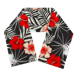 White Tropical Hibiscus Pattern Print Scarf