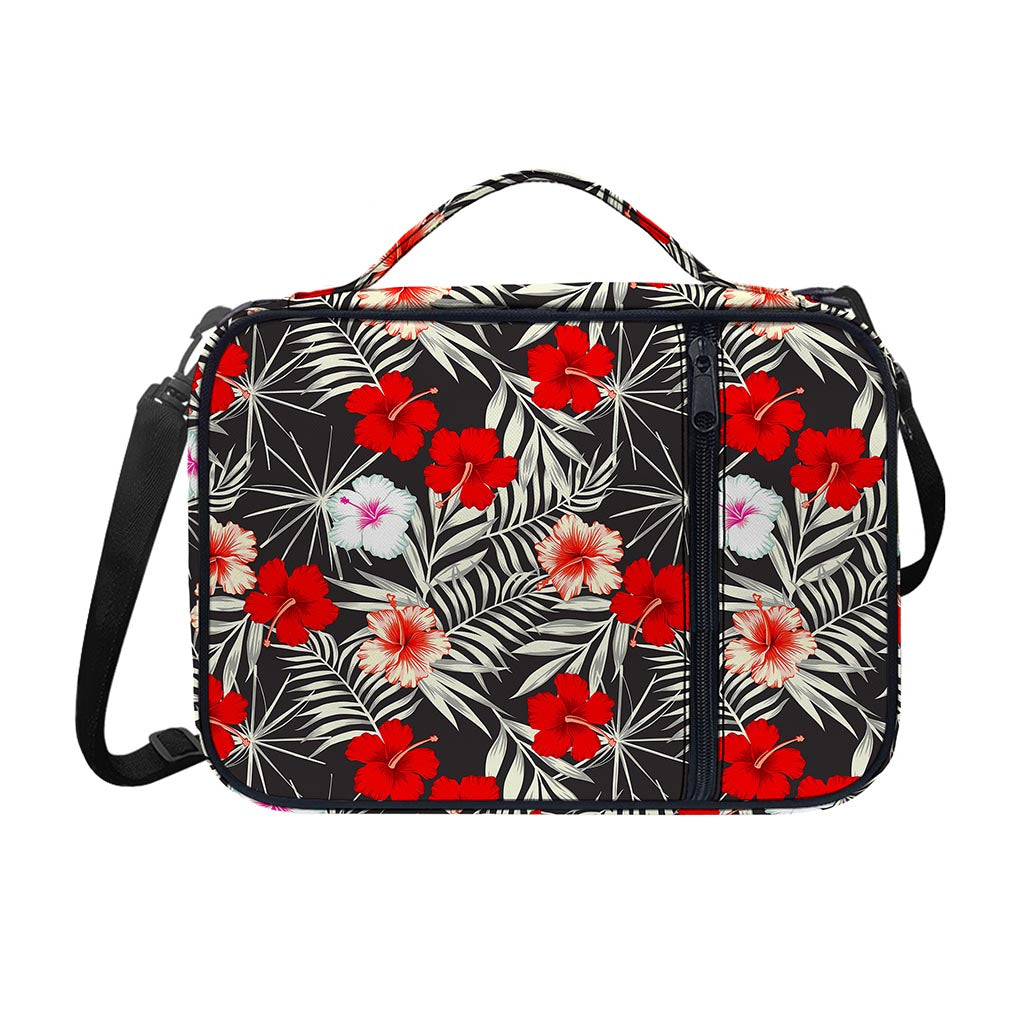 White Tropical Hibiscus Pattern Print Shoulder Strap Bible Bag
