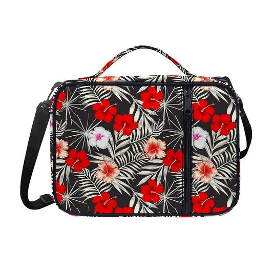 White Tropical Hibiscus Pattern Print Shoulder Strap Bible Bag