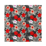 White Tropical Hibiscus Pattern Print Silk Bandana