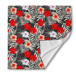 White Tropical Hibiscus Pattern Print Silk Bandana