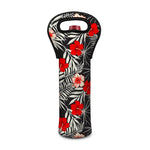 White Tropical Hibiscus Pattern Print Single Neoprene Wine Tote