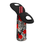 White Tropical Hibiscus Pattern Print Single Neoprene Wine Tote