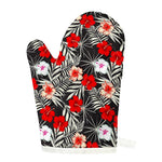 White Tropical Hibiscus Pattern Print Single Oven Mitt