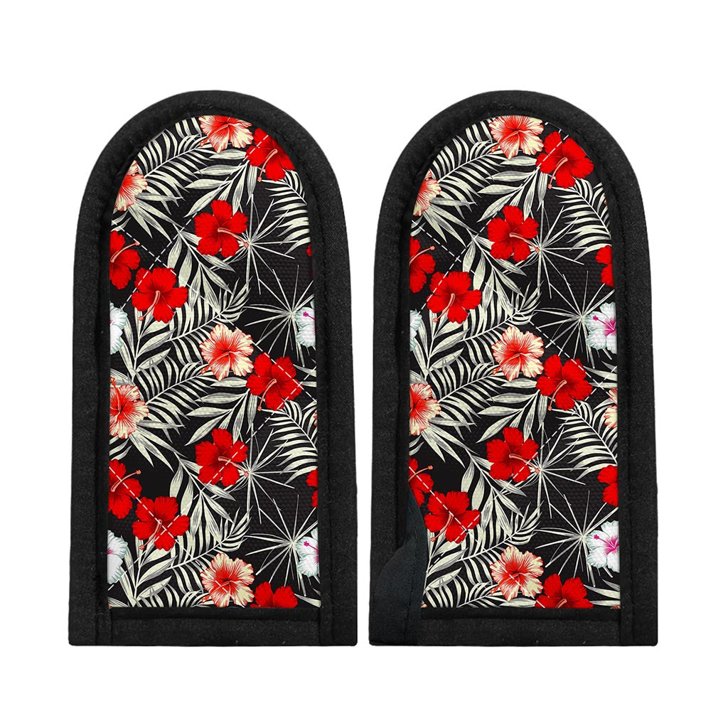 White Tropical Hibiscus Pattern Print Skillet Handle Cover