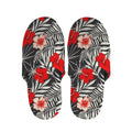 White Tropical Hibiscus Pattern Print Slippers