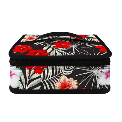 White Tropical Hibiscus Pattern Print Small Lunch Bag