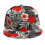 White Tropical Hibiscus Pattern Print Snapback Cap