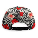 White Tropical Hibiscus Pattern Print Snapback Cap