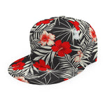 White Tropical Hibiscus Pattern Print Snapback Cap