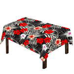 White Tropical Hibiscus Pattern Print Tablecloth