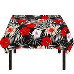 White Tropical Hibiscus Pattern Print Tablecloth