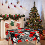 White Tropical Hibiscus Pattern Print Tablecloth