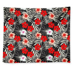 White Tropical Hibiscus Pattern Print Tapestry