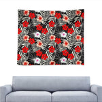 White Tropical Hibiscus Pattern Print Tapestry