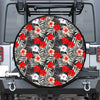 White Tropical Hibiscus Pattern Print Tire Cover