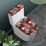 White Tropical Hibiscus Pattern Print Toilet Lid And Tank Cover Set