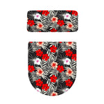 White Tropical Hibiscus Pattern Print Toilet Lid And Tank Cover Set
