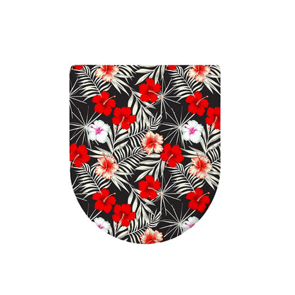White Tropical Hibiscus Pattern Print Toilet Lid Cover