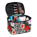 White Tropical Hibiscus Pattern Print Travel Makeup Bag