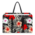 White Tropical Hibiscus Pattern Print Utility Tote Bag