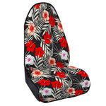 White Tropical Hibiscus Pattern Print Waterproof Car Seat Cover