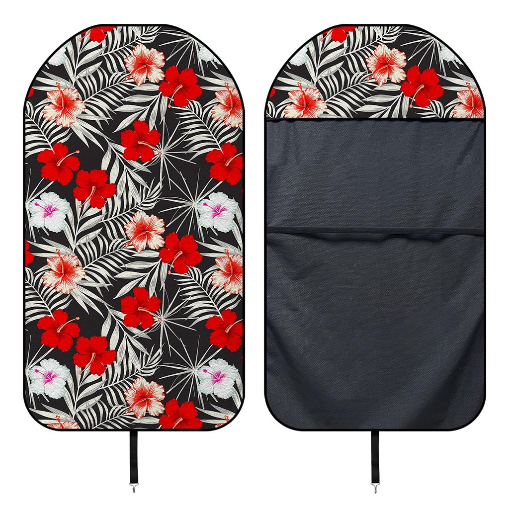 White Tropical Hibiscus Pattern Print Waterproof Car Seat Cover