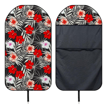 White Tropical Hibiscus Pattern Print Waterproof Car Seat Cover