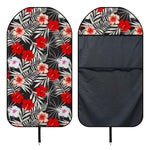 White Tropical Hibiscus Pattern Print Waterproof Car Seat Cover