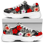 White Tropical Hibiscus Pattern Print White Chunky Shoes