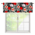 White Tropical Hibiscus Pattern Print Window Valance