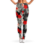 White Tropical Hibiscus Pattern Print Women's Leggings