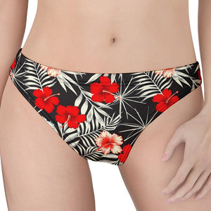 White Tropical Hibiscus Pattern Print Women's Thong