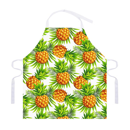 White Tropical Pineapple Pattern Print Adjustable Apron