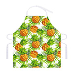 White Tropical Pineapple Pattern Print Adjustable Apron