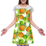 White Tropical Pineapple Pattern Print Adjustable Apron