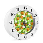 White Tropical Pineapple Pattern Print Alarm Clock