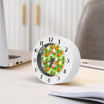 White Tropical Pineapple Pattern Print Alarm Clock