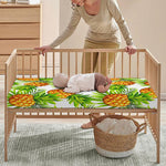 White Tropical Pineapple Pattern Print Baby Crib Sheet