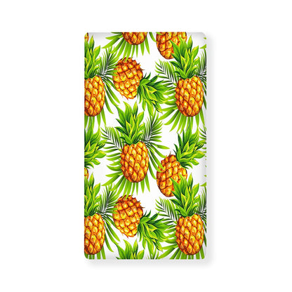 White Tropical Pineapple Pattern Print Baby Crib Sheet
