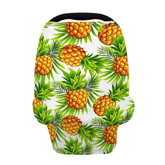 White Tropical Pineapple Pattern Print Baby Seat Cover
