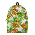 White Tropical Pineapple Pattern Print School Backpack