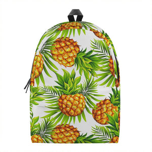 White Tropical Pineapple Pattern Print Backpack