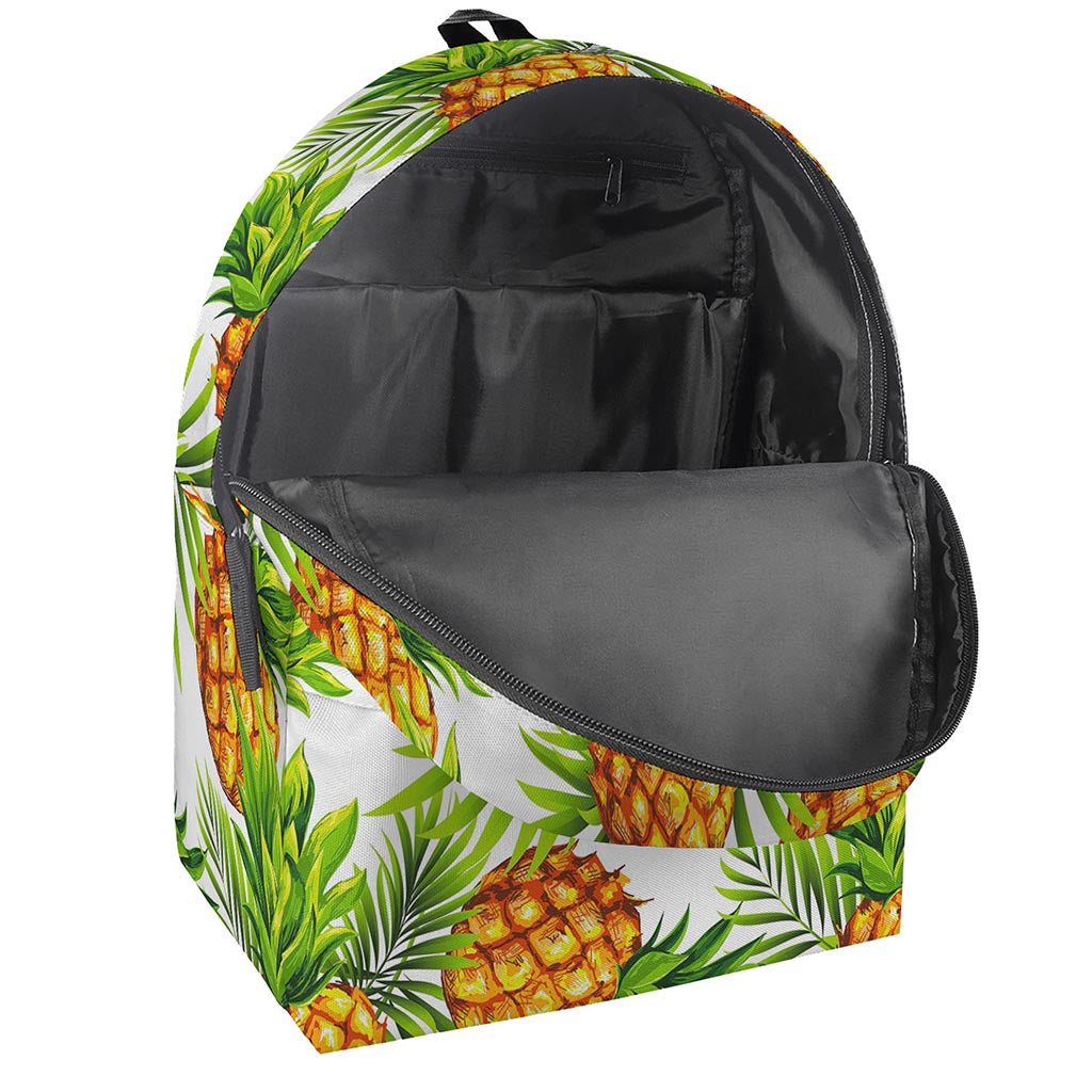 White Tropical Pineapple Pattern Print Backpack