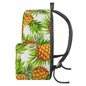 White Tropical Pineapple Pattern Print Backpack