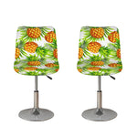 White Tropical Pineapple Pattern Print Bar Stool Covers