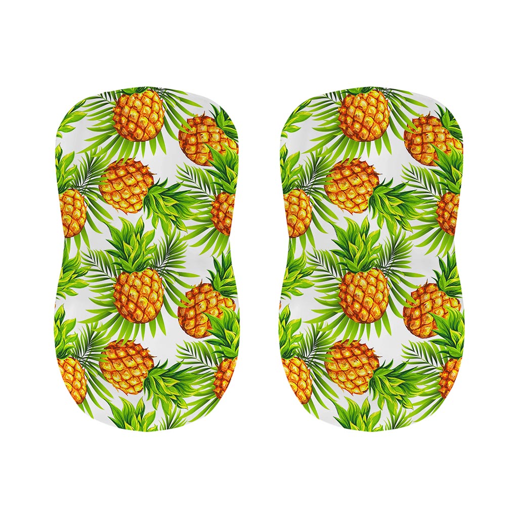 White Tropical Pineapple Pattern Print Bar Stool Covers