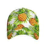 White Tropical Pineapple Pattern Print Baseball Cap